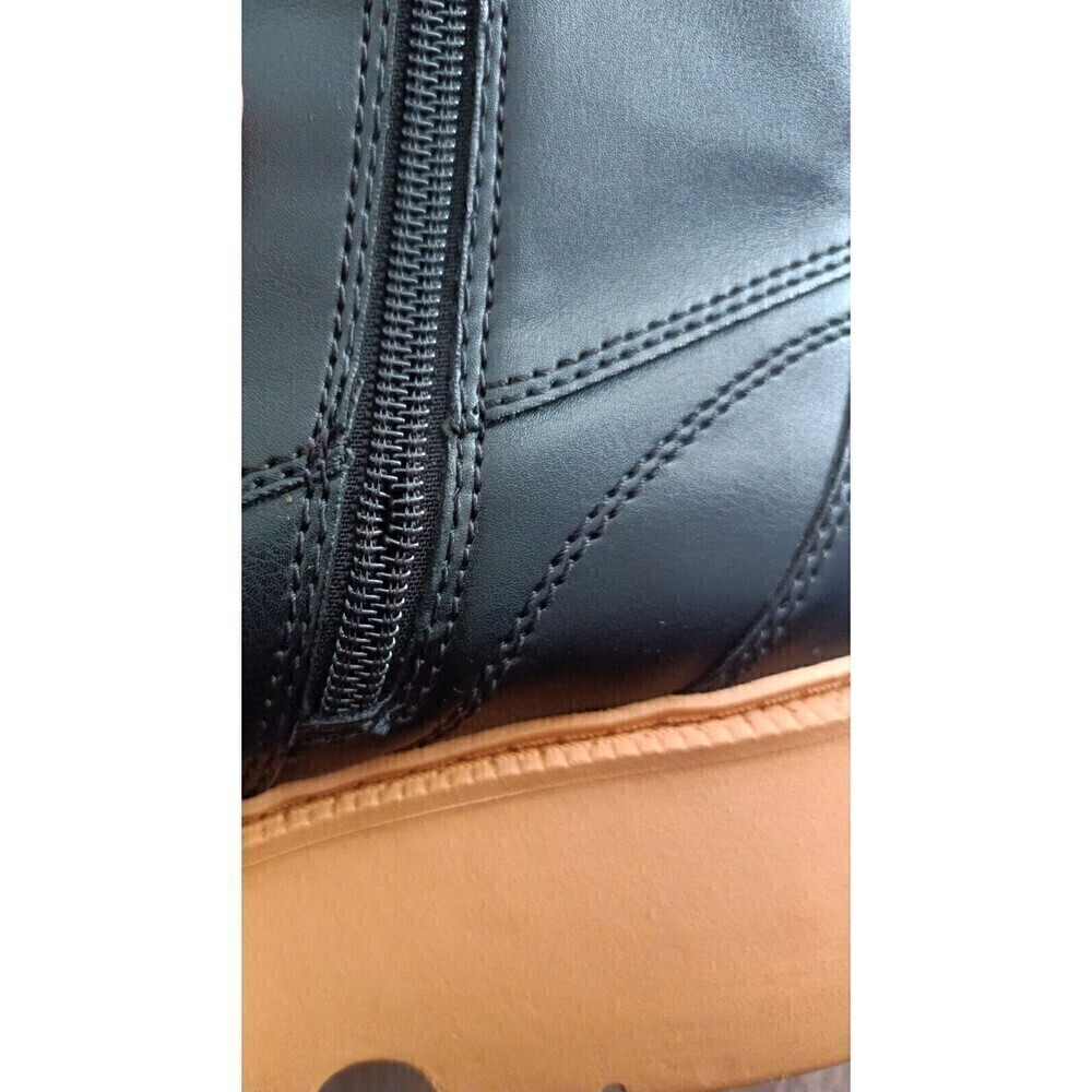 Mango Charles Boots MNG Size 9.5 US EUR 41 Lace-up Leather Black Tall Chunky - Picture 10 of 10